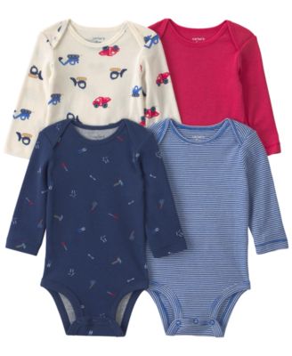 Baby Boys' Construction Round Neck Bodysuits, 4-Pack 