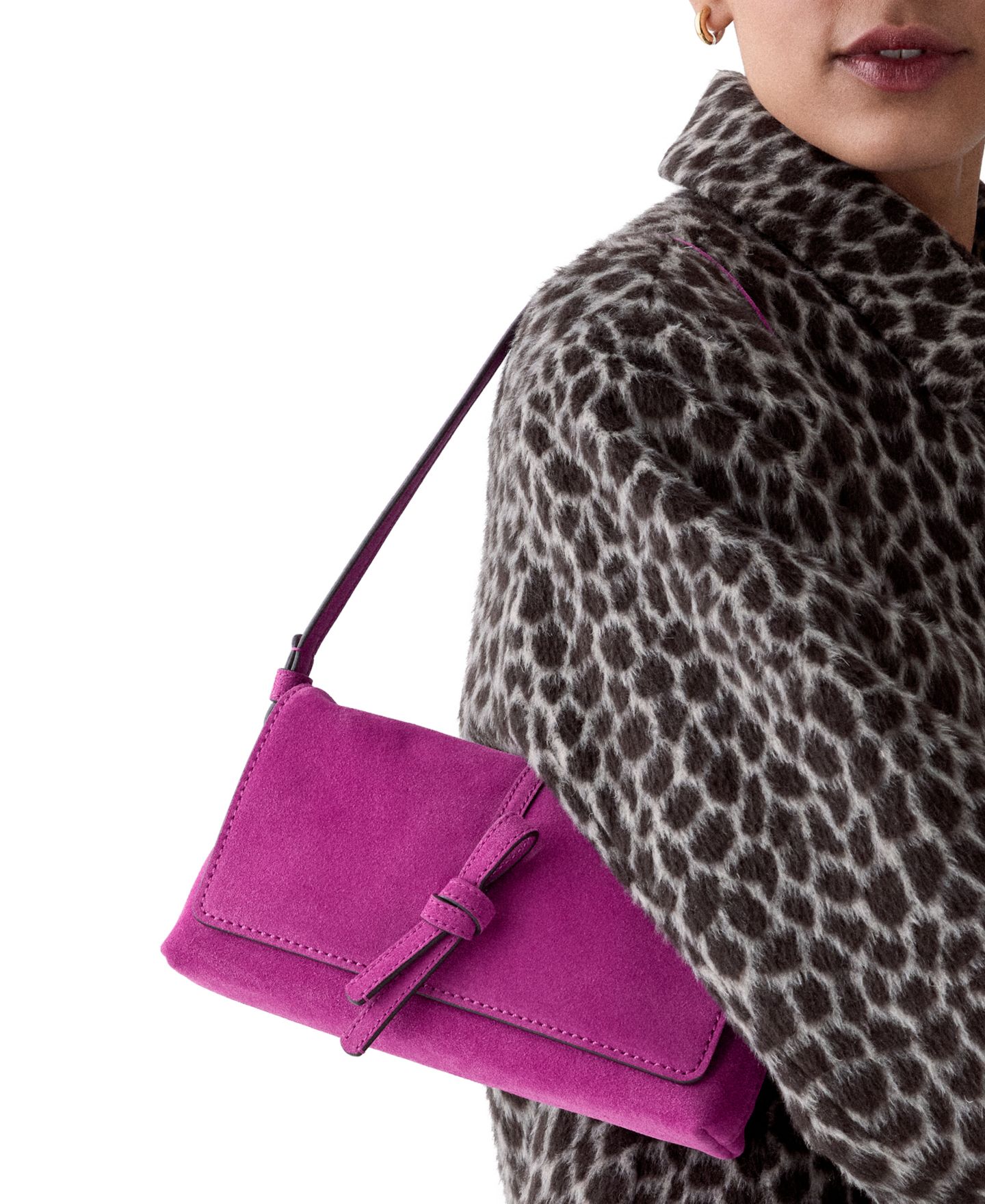 Женская сумка kate spade new york Loop Suede Small Shoulder, цвет: Свекольный — фото 2