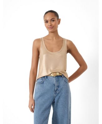 Women's Metallic Scoop Neck Slub Vest
