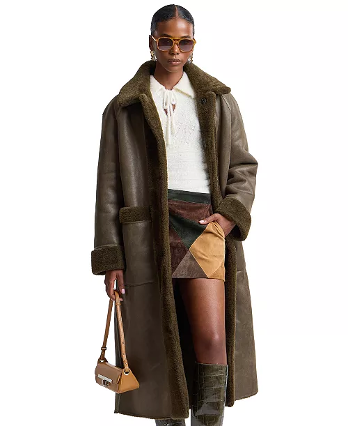 Avec Les Filles Women's Reversible Faux Shearling Maxi Coat
