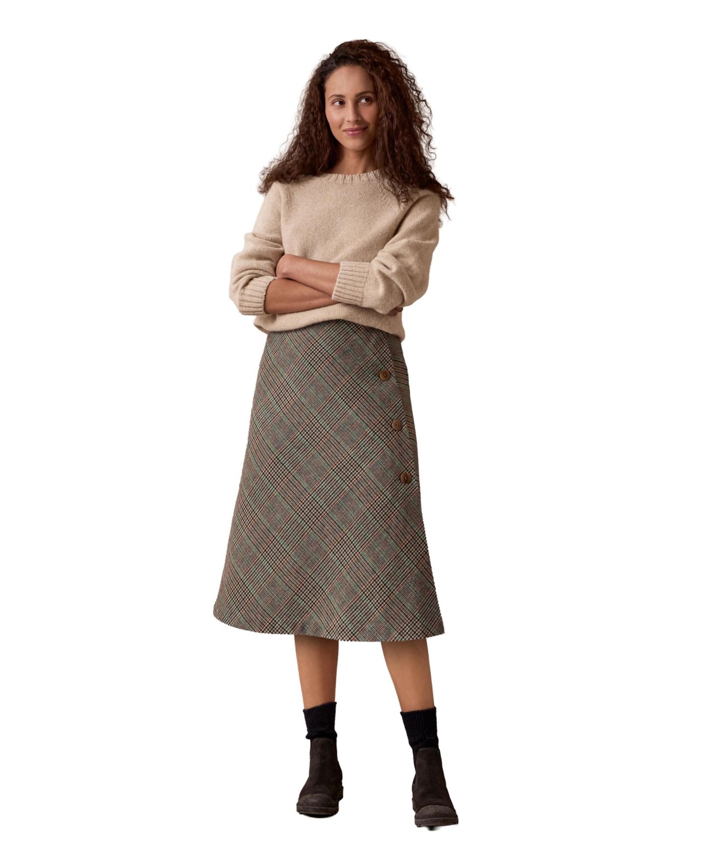 Женская юбка Celtic & Co. Plaid Wrap Midi A-Line, цвет: Коричневый / Разноцветный — фото 2