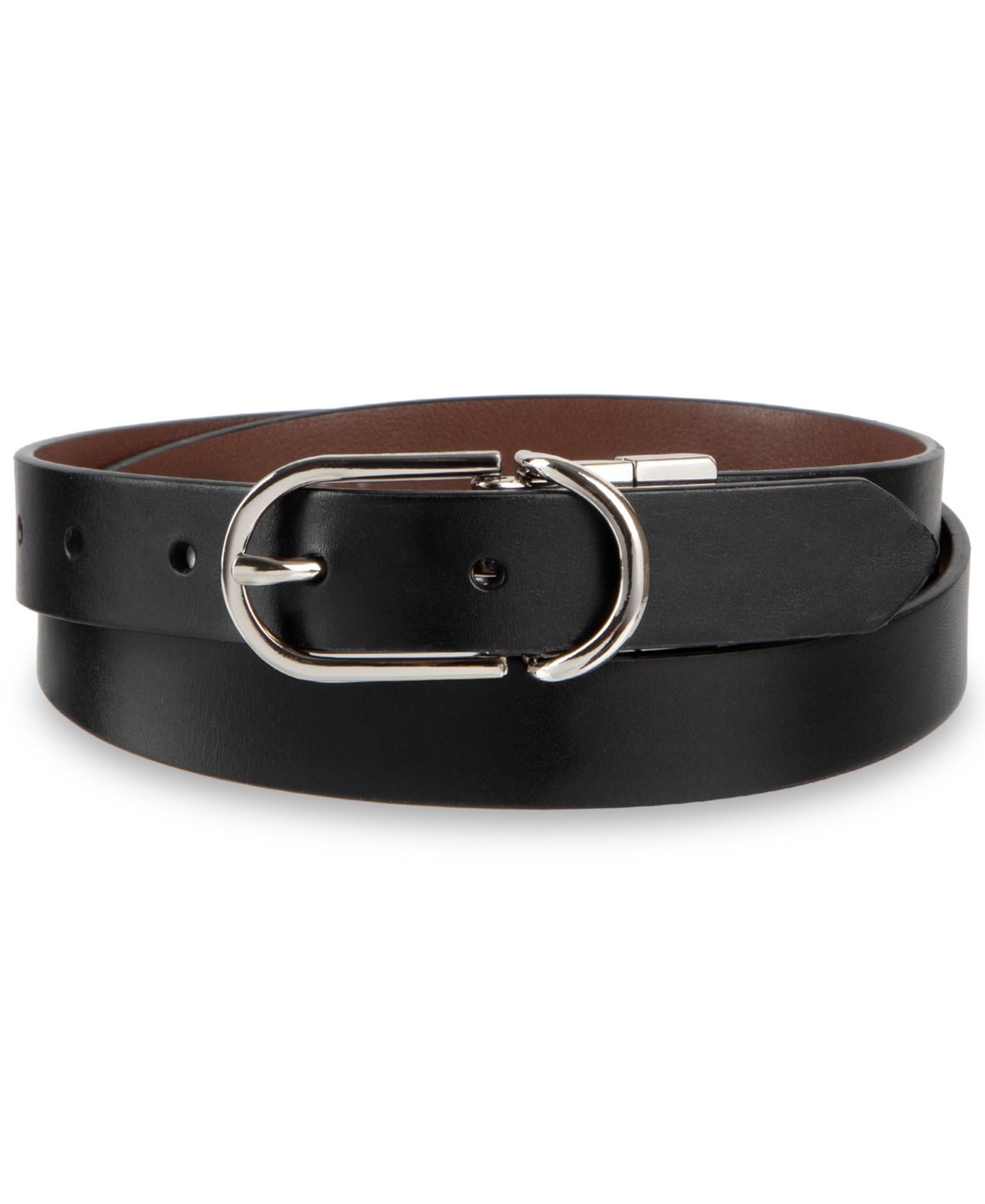 Женский ремень Calvin Klein 2 In 1 Reversible Leather Dress Belt, цвет: Чёрный / Коричневый — фото 1
