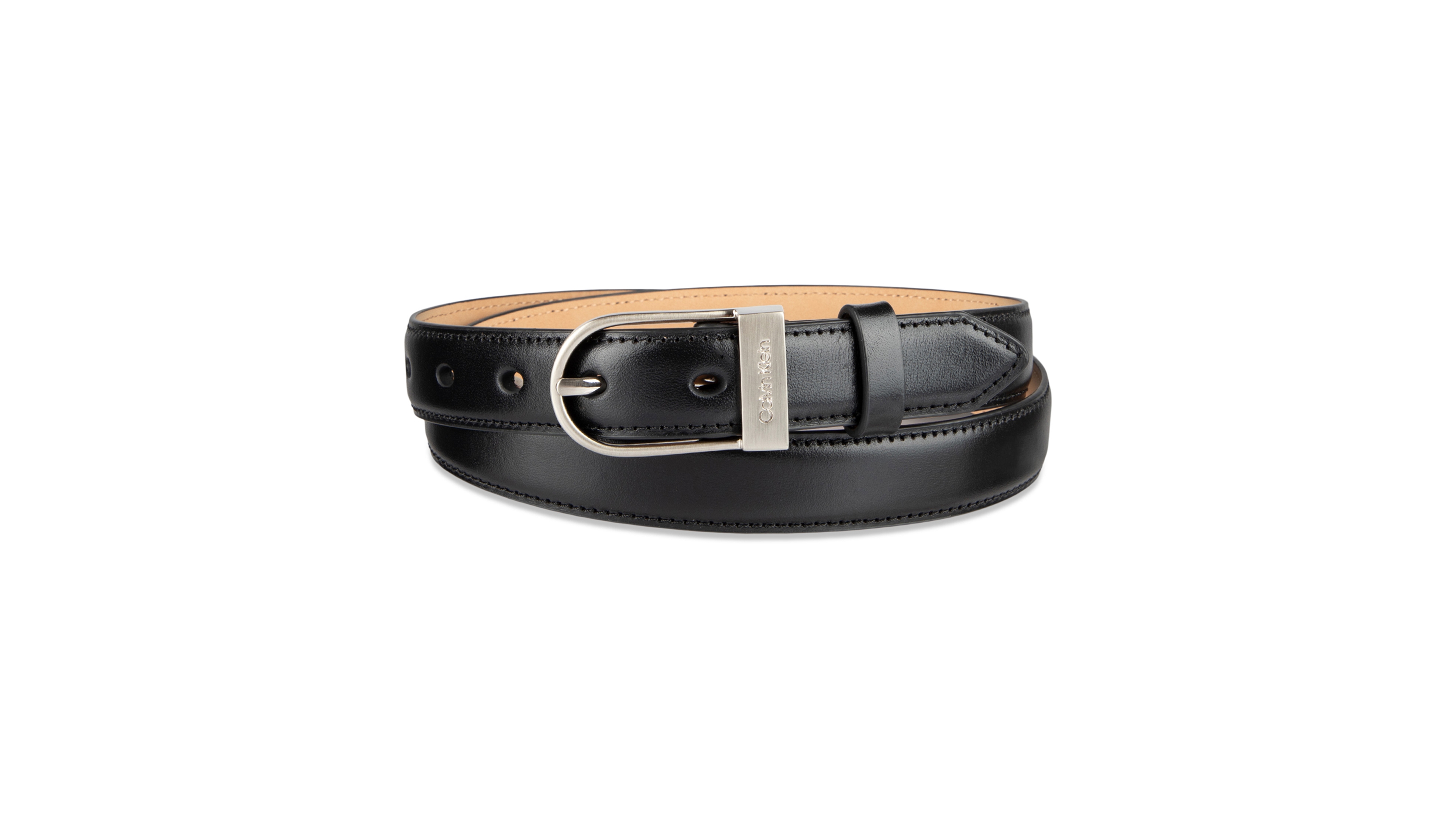 Calvin Klein Engraved Center Bar Buckle Dress Belt