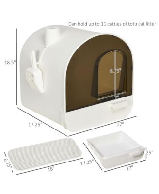 Covered Cat Litter Box with Lid Scoop and Odor Filter