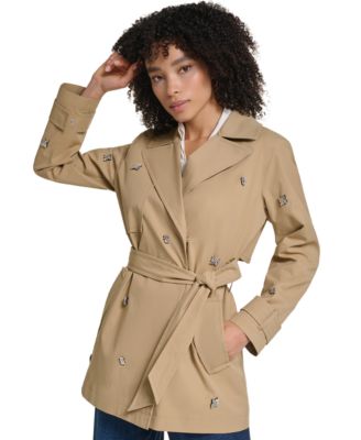 Women's Embellished-Belted Trench Coat