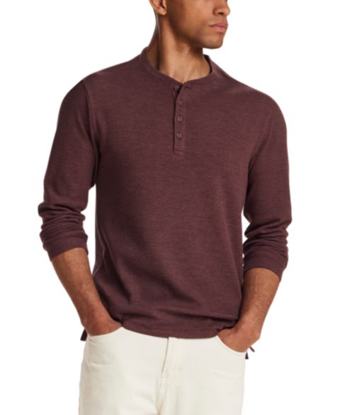 Мужская футболка Weatherproof Vintage Variegated Microstripe Waffle Henley, цвет: Кирпичный
