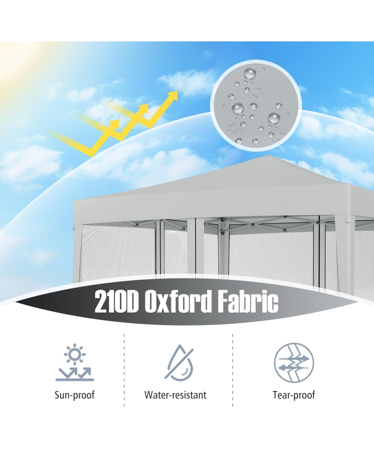 Sugift 10 ft x 10 ft Pop Up Canopy Tent with 4 Mesh Netting Sidewalls and Carry Bag