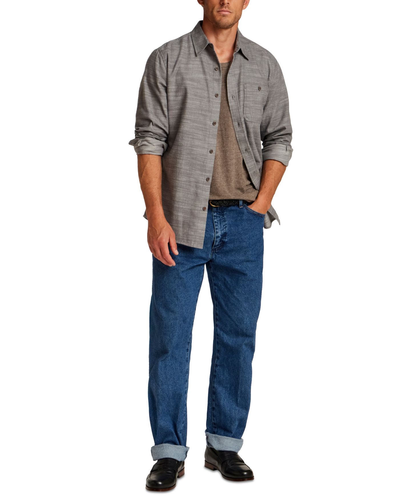 Мужская рубашка Weatherproof Vintage Peached Slub Solid, цвет: Графитовый металлик — фото 2