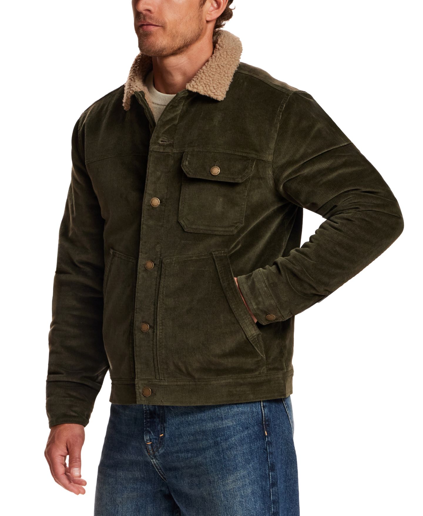 Мужская куртка Weatherproof Vintage Berber Cord Trucker, цвет: Тёмно-зелёный ночной — фото 3