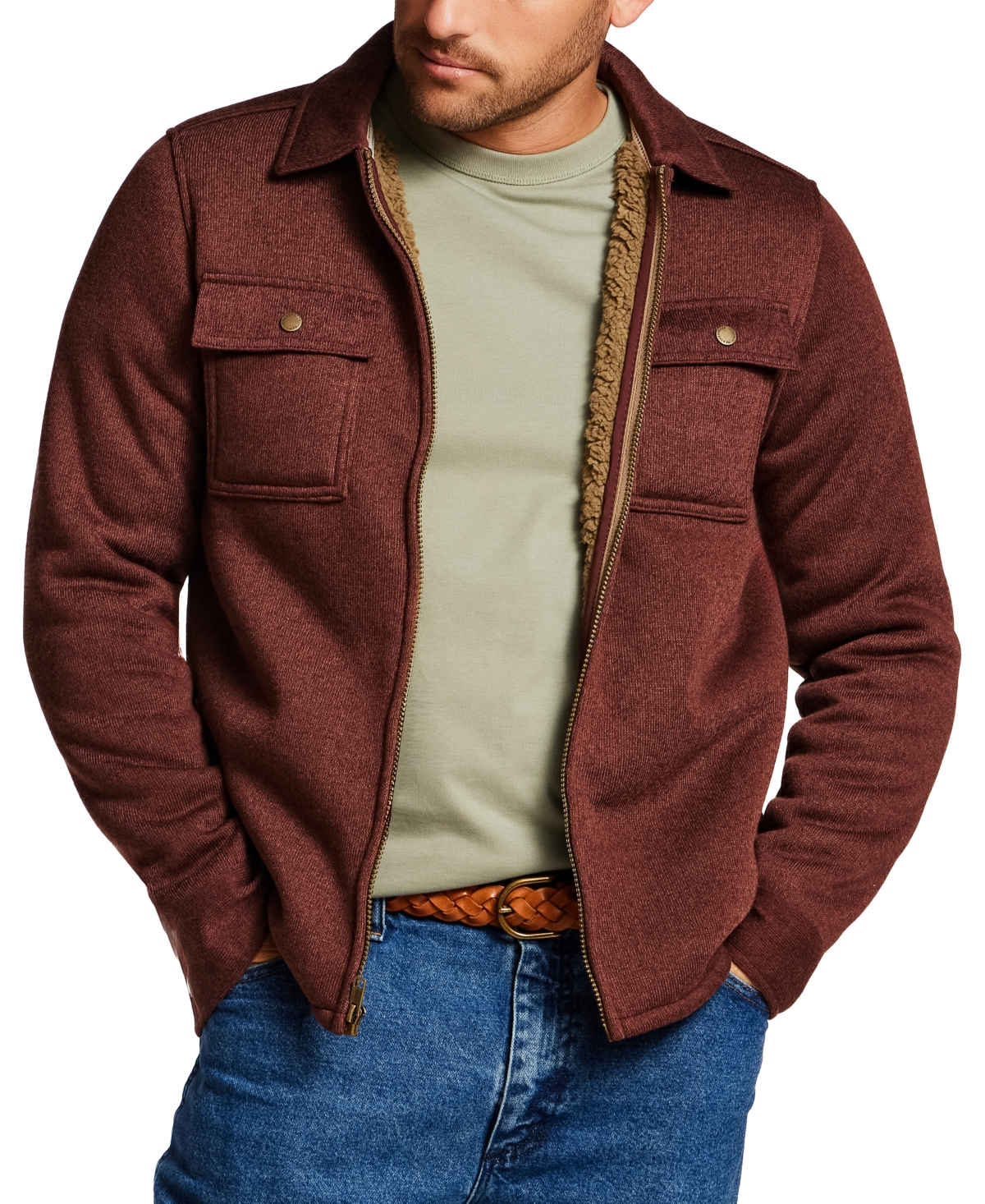 Weatherproof Vintage Men's Sherpa Lined Fleece Shirt Jacket