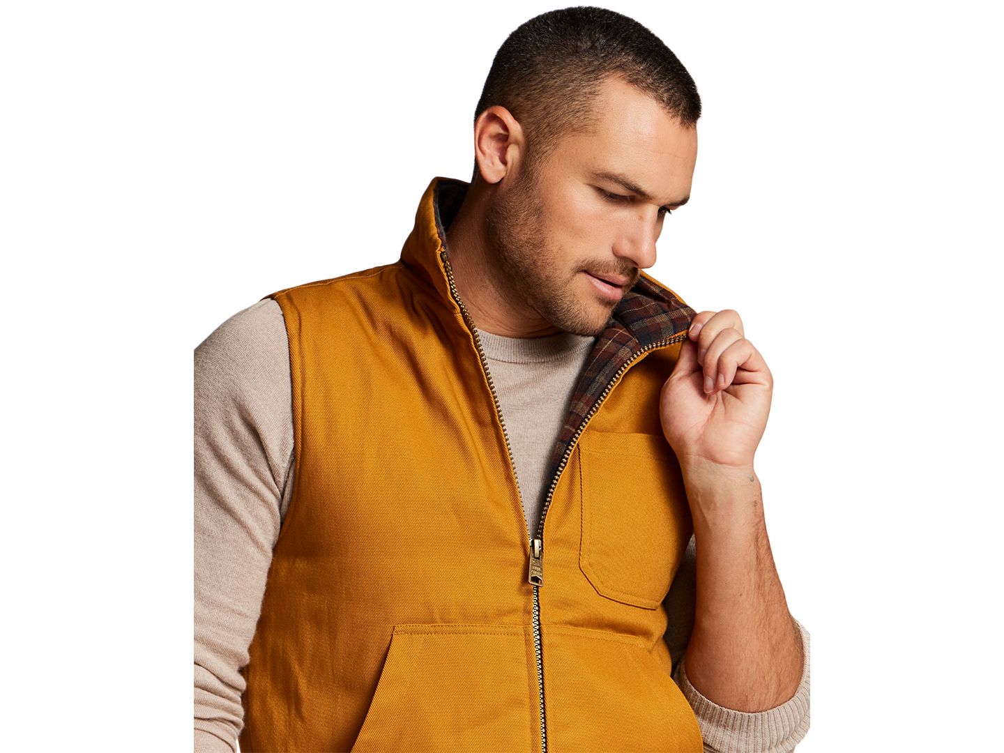 Мужской жилет Weatherproof Vintage Plaid Flannel Canvas Vest, цвет: Золотой — фото 4