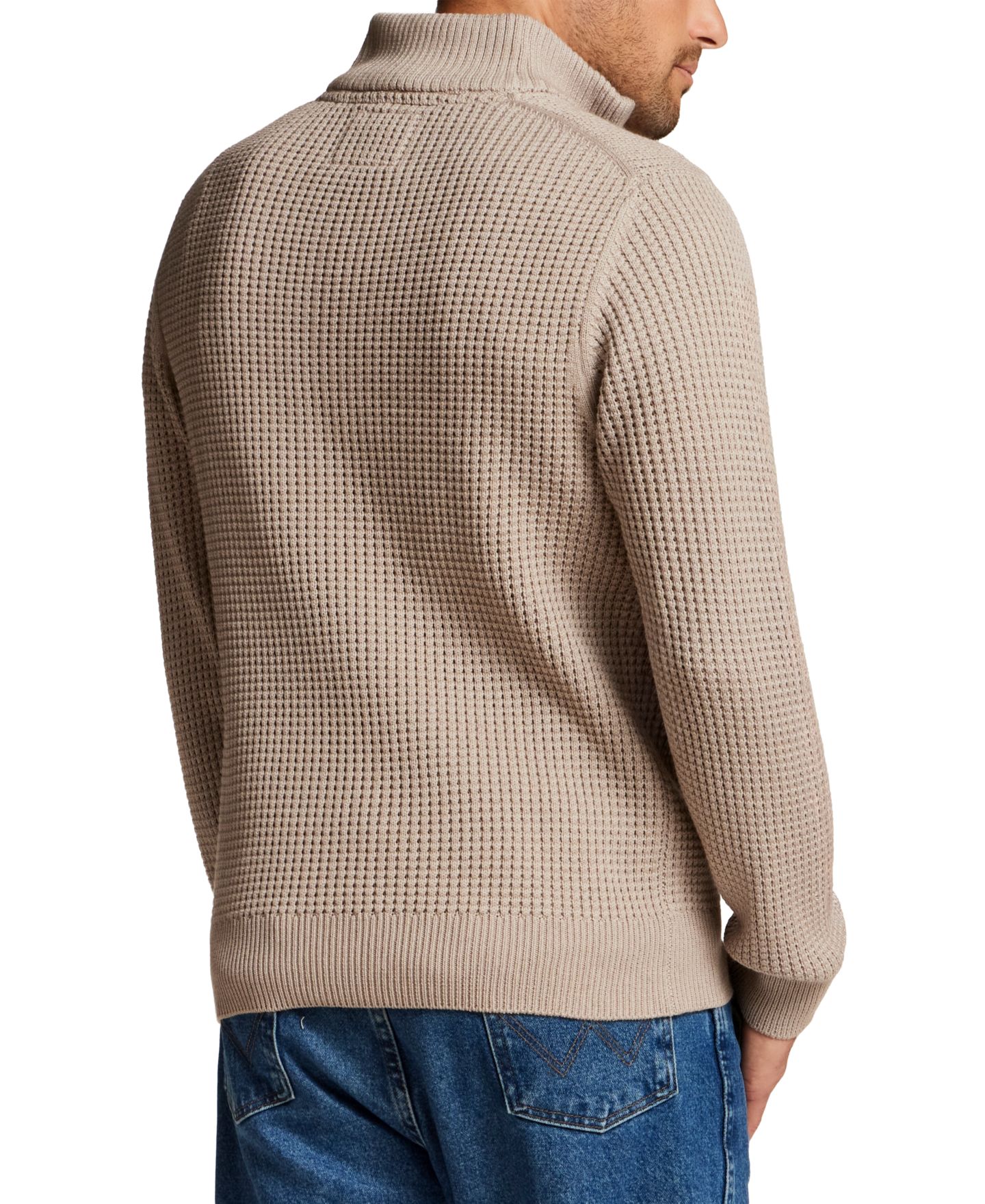 Мужской свитер Weatherproof Vintage Textured Zig Zag Yoke Quarter-Zip, цвет: Костяной — фото 6