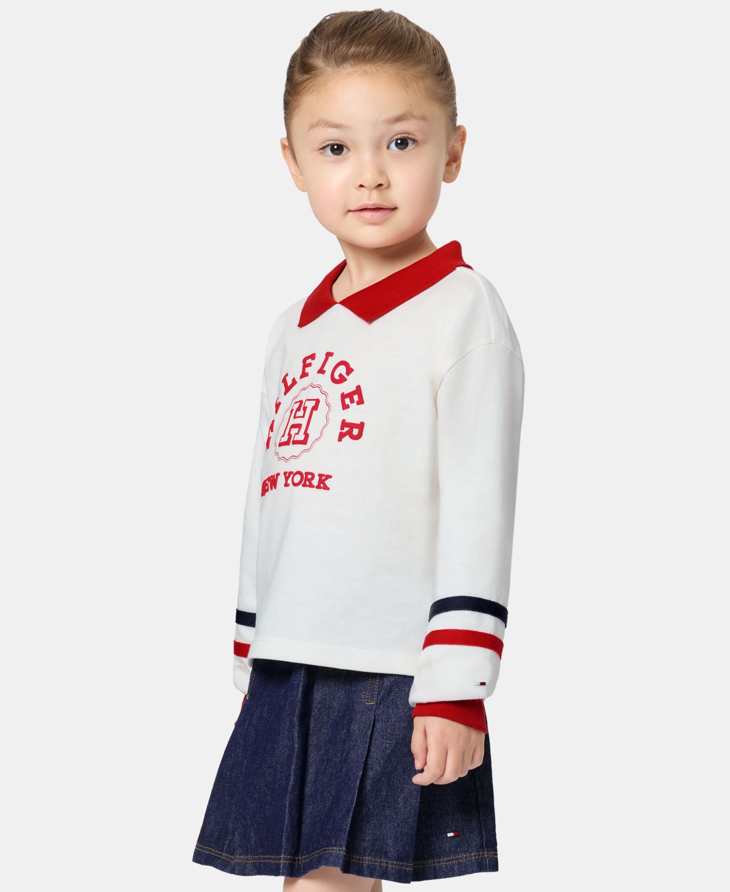 Детский комплект Tommy Hilfiger: ребристый топ с воротником и юбка-шорты, 2T-6X, цвет: Синий — фото 2