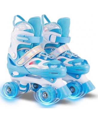 Kids Quad Roller Skates with Light-Up Wheels and Safety Straps