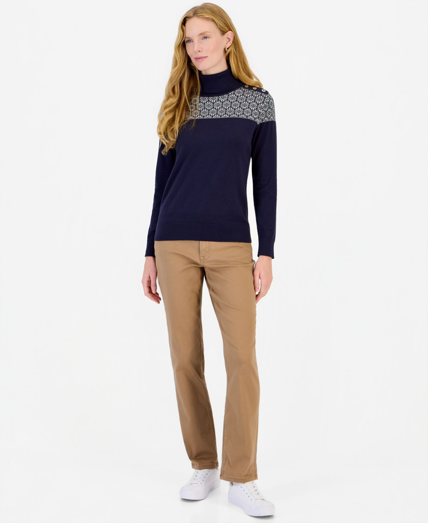 Women's Fair Isle Colorblock Turtleneck Sweater
