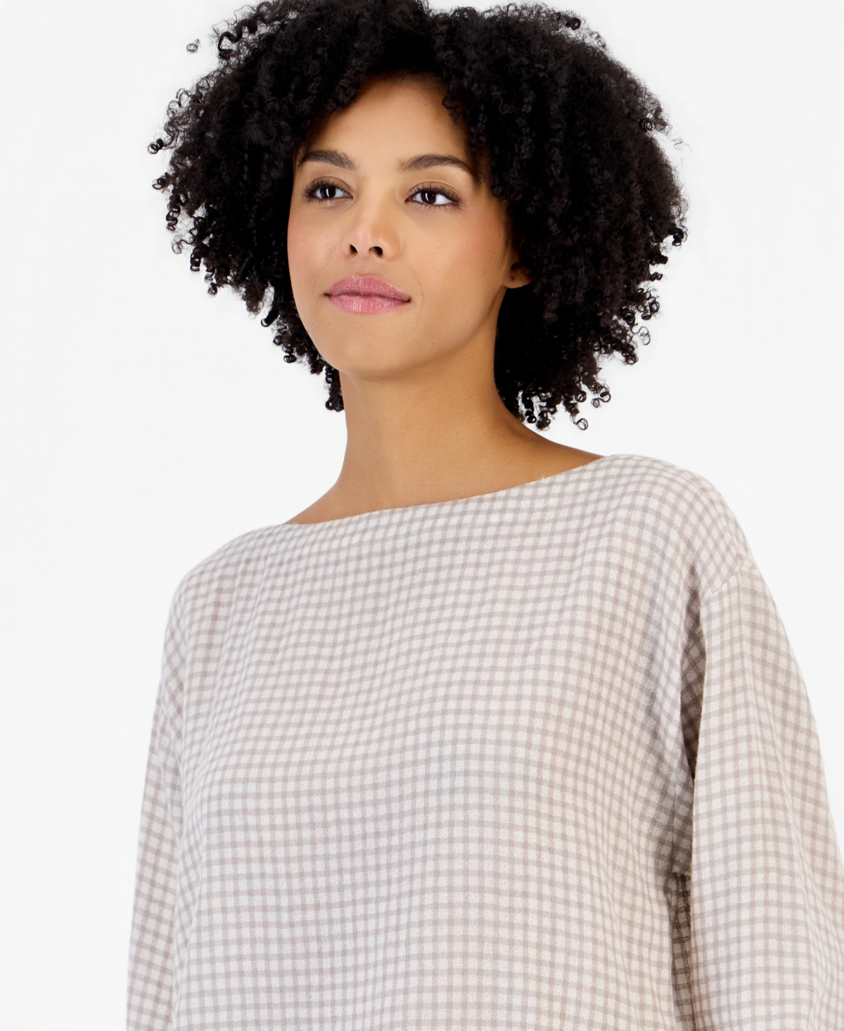 Eileen Fisher Women's Boat-Neck Boxy Long-Sleeve Wool-Blend Top
