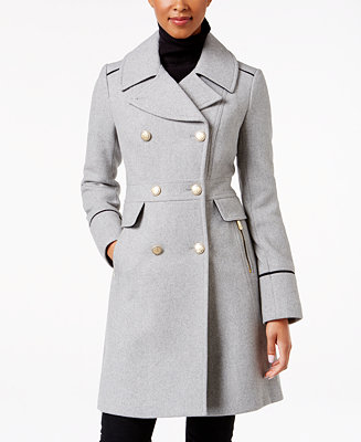 Vince Camuto Double-Breasted Military Coat - Coats - Women - Macy's