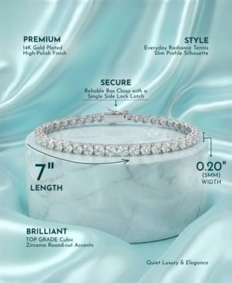 Rachel Glauber Modern White Gold Plated Radiant 5MM CZ Tennis