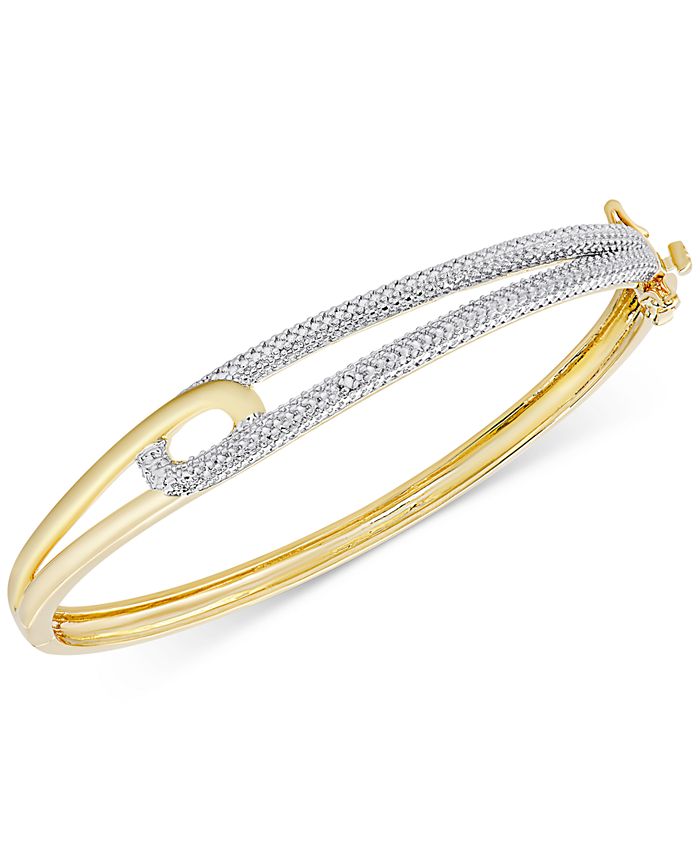 Macy's Diamond Accent Interlocking Bangle Bracelet in Gold-Plated Brass - Macy's