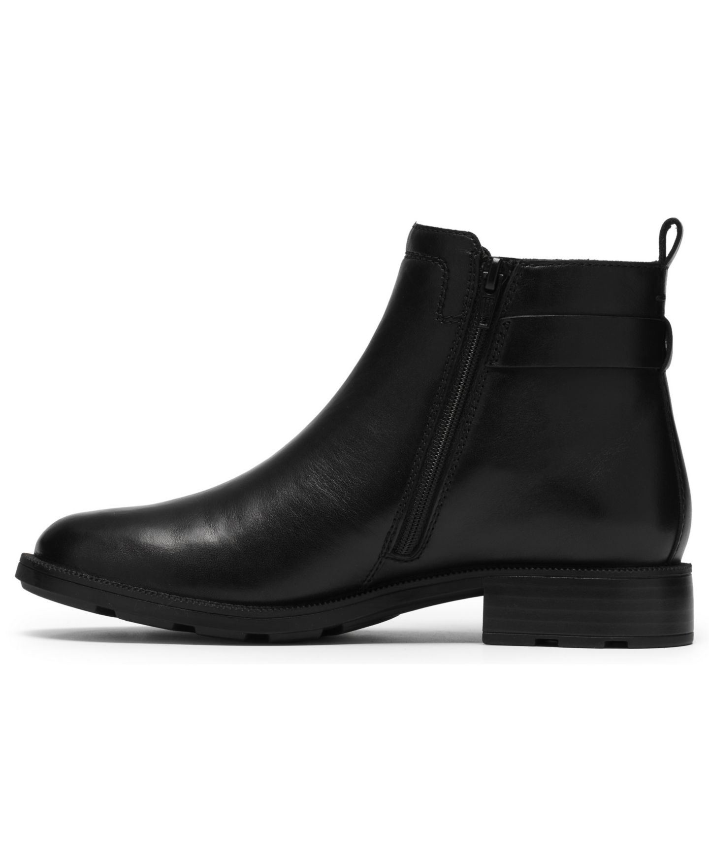 Женские ботинки Clarks Adalynn West Buckle Round Toe Booties, цвет: Чёрный кожаный — фото 6