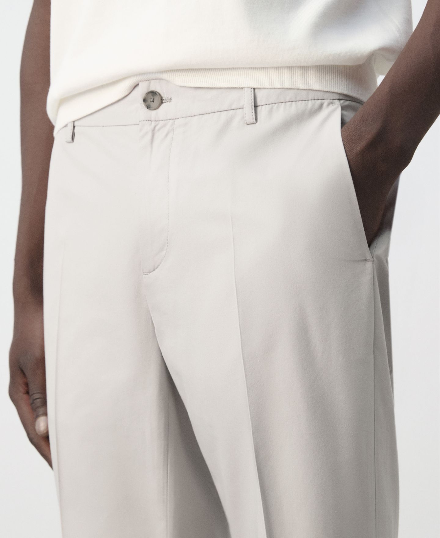 Мужские брюки Mango Slim-Fit Cotton-Lyocell-Blend, цвет: Ледяной серый — фото 4