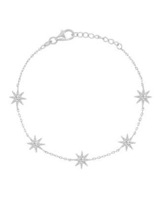 Rhodium Over Silver Cubic Zirconia Sun Station Bracelet 