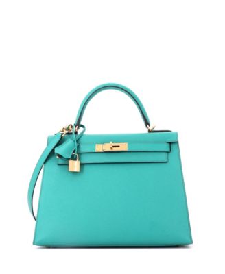 Kelly 28 Handbag Blue Epsom with Gold Hardware