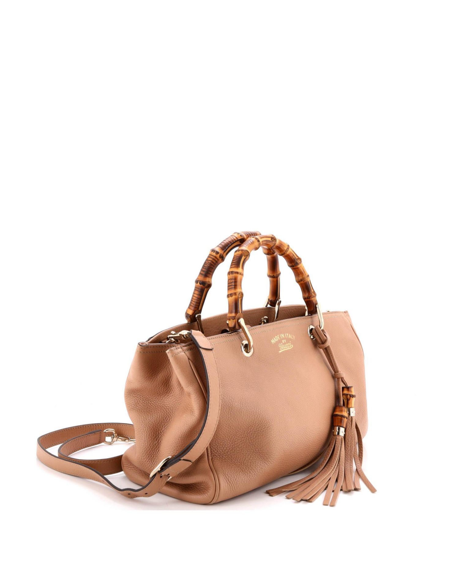 Medium Bamboo Shopper Tote Leather