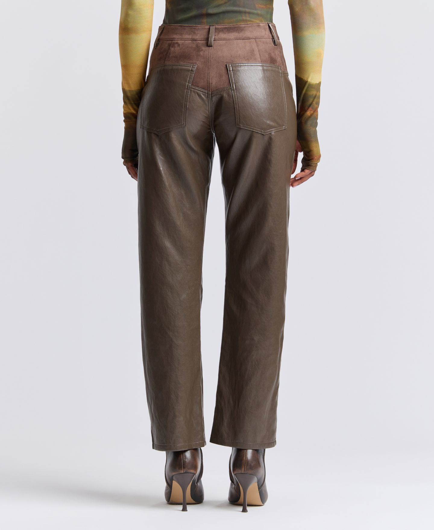 Женские брюки Avec Les Filles High-Rise Yoke Slim Polyurethane, цвет: Оливковый — фото 5