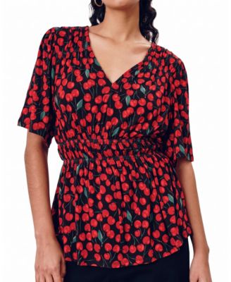 Plus Size Flora Peplum V-Neck Short-Flutter-Sleeve Top