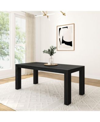 72" Modern Dining Table for 6, Solid Wood Rectangular Dining Table for Kitchen/Dining Room, Seashell Wirebrush