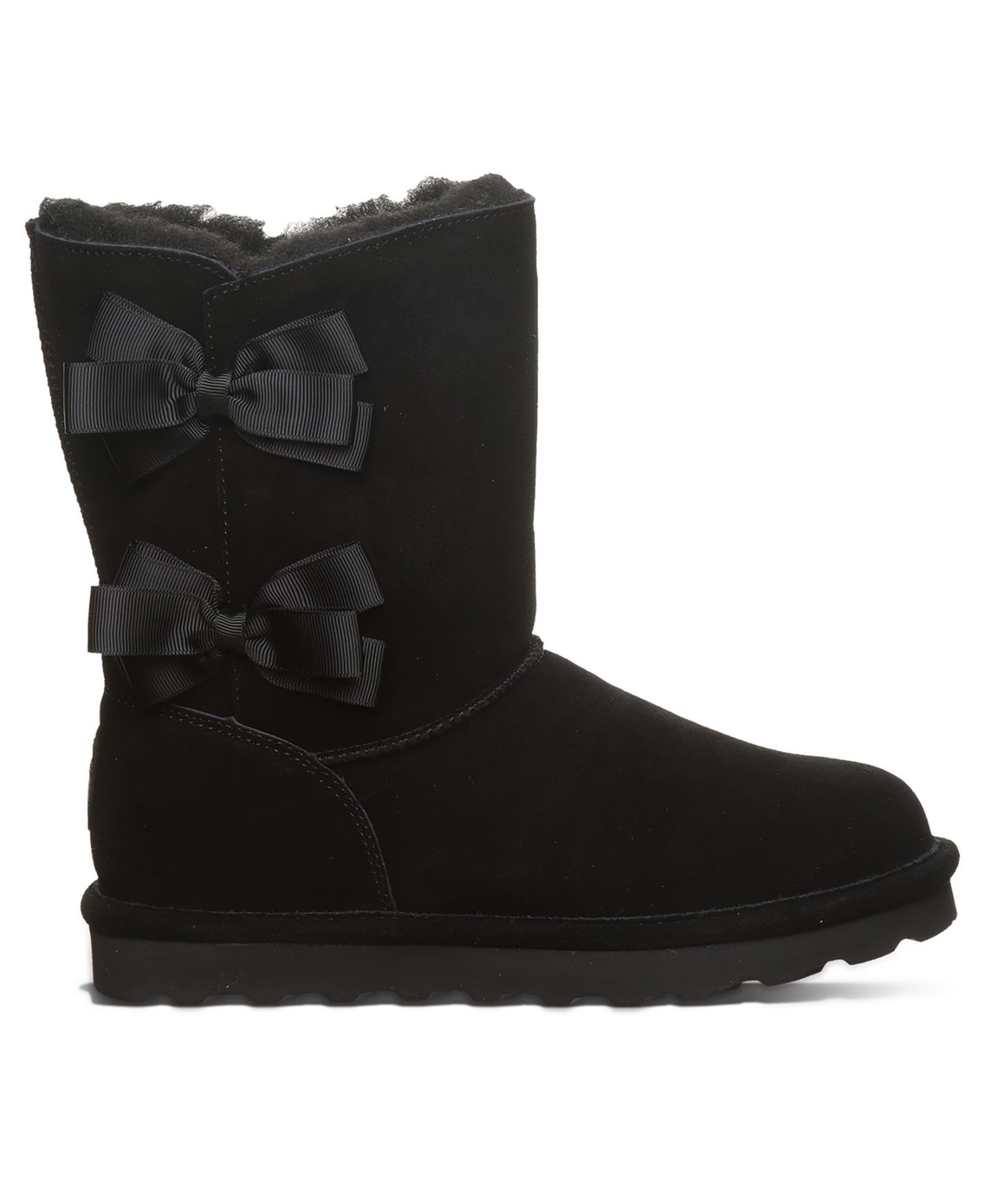 Женские ботинки BEARPAW Zaria Ribbon Bow Detail Mid-Calf, цвет: Чёрный — фото 2