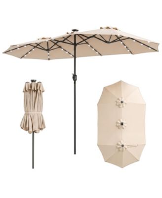 13 Feet Double-Sided Rectangular Market Umbrella with 36 LED Lights