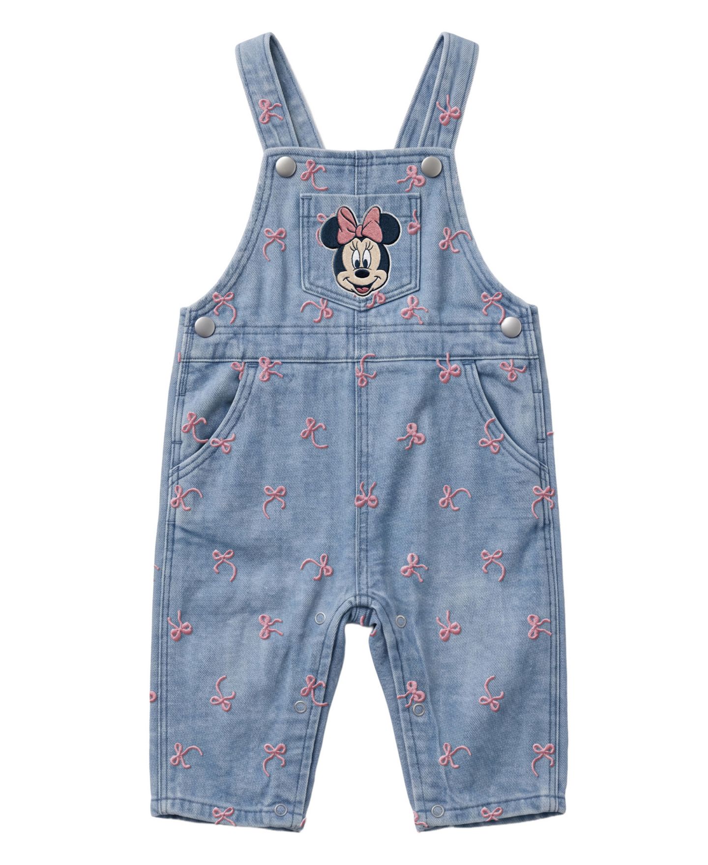 Disney Baby Girls' Ribbed Top and Minnie Mouse Embroidered Denim Overall, 2-Piece Set — фото 3