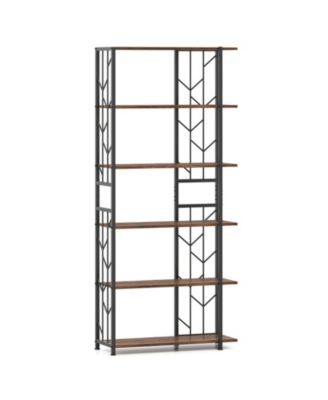 6-Tier Geometric Bookcase with Heavy-Duty Metal Frame and Anti-Tipping Kits