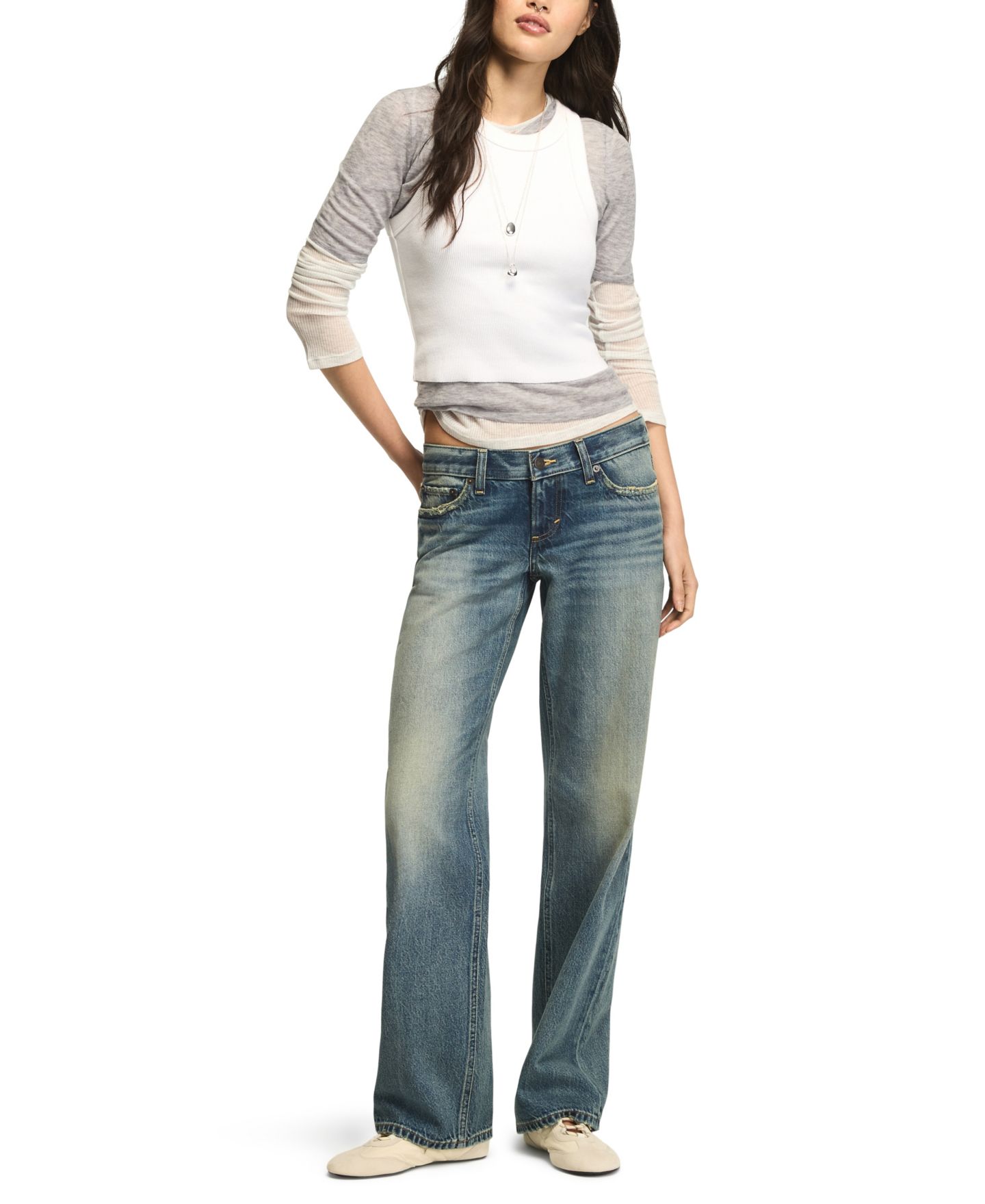 Женские джинсы Lucky Brand Ultra Low Rise Baggy, цвет: Варёный — фото 2