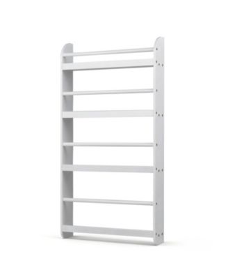 4-Tier Wall Mounted Bookshelf Organizer for Toys and Books with Basswood Crossbar 5 Inch Depth