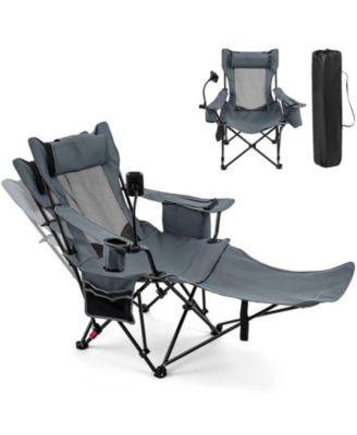 2-in-1 Reclining Camping Chair Featuring Detachable Footrest
