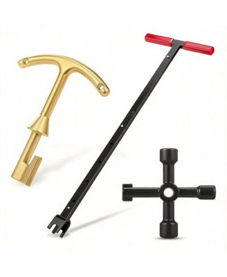 Water Meter Key Steel Wrench T-handle Adjustable 4-way Cross Tool