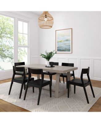 72" Classic Solid Wood Dining Table Set + 6 Chairs