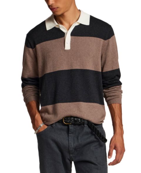 Мужской свитер Weatherproof Vintage Cotton Cashmere Rugby Polo Sweater, цвет: Мокко меланжевый