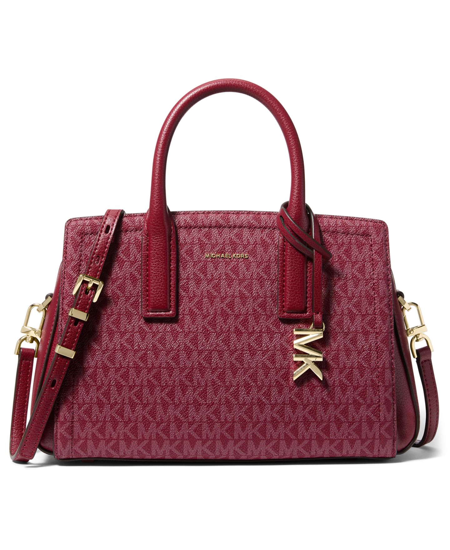 Женская сумка Michael Kors Laila Small Signature Logo Satchel, цвет: Глубокий красный — фото 1