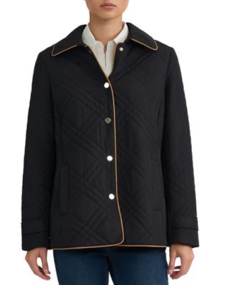 Women's Triple-Diamond-Quilted Faux-Leather-Piping Jacket