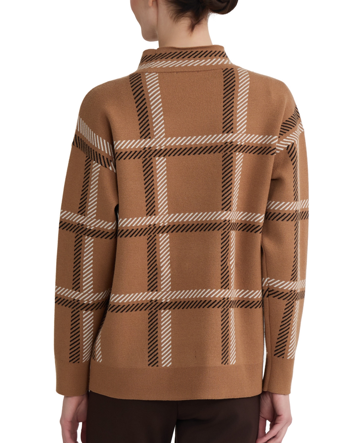 Jones New York Women's Plaid Mock-Neck Sweater