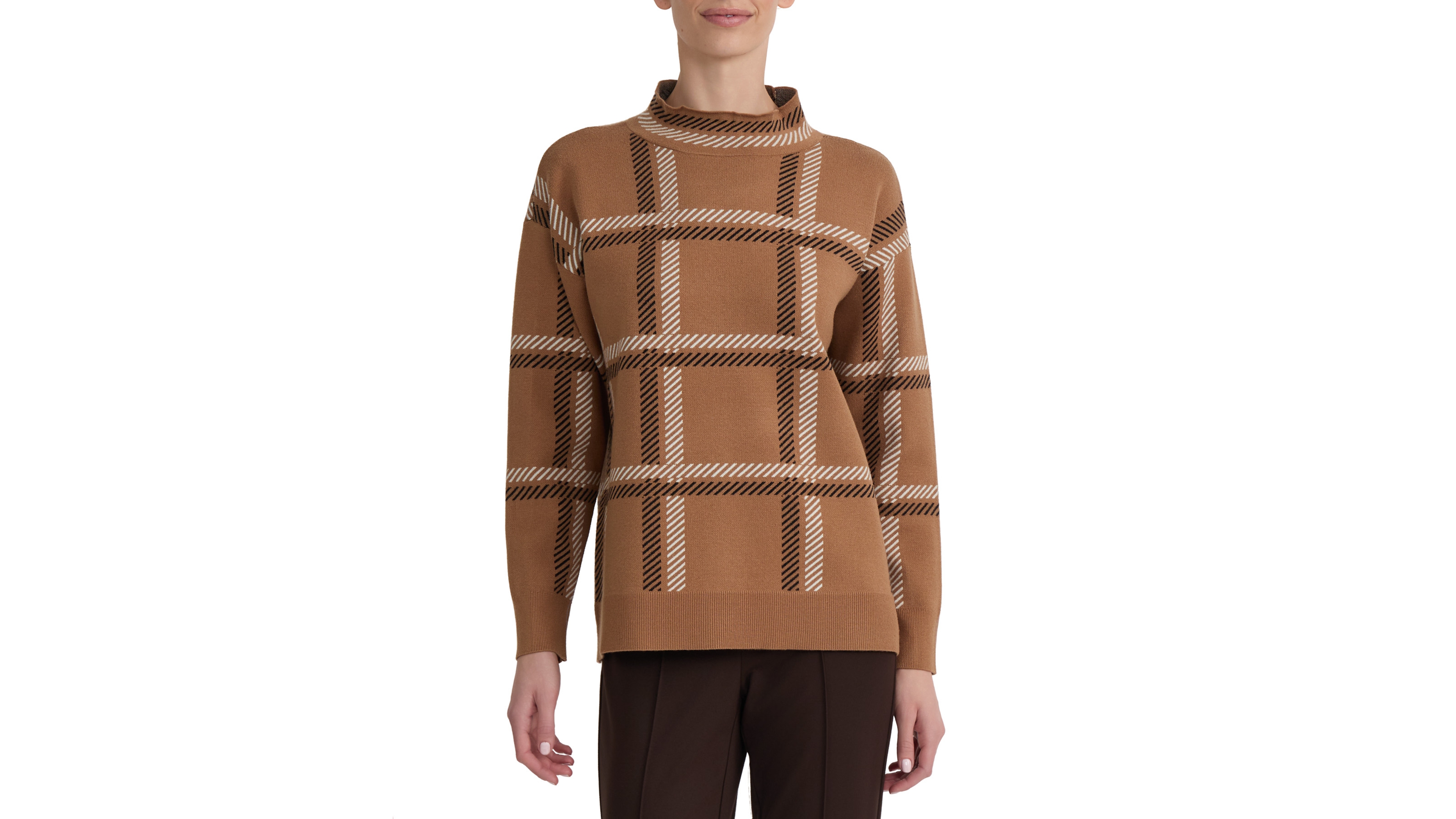 Jones New York Women's Plaid Mock-Neck Sweater