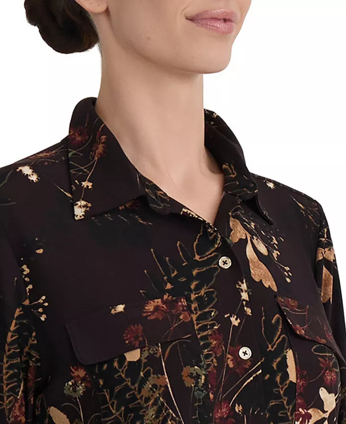 Women's Long-Sleeve Floral-Print Collared Button-Front Shirt - thumbnail 3