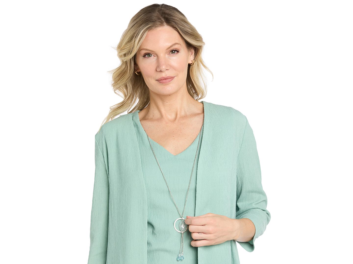 Женские платья R & M Richards Grace Daytime Jacket Dress V-Neck Sheath, 2-Piece Set, цвет: Шалфейный — фото 3