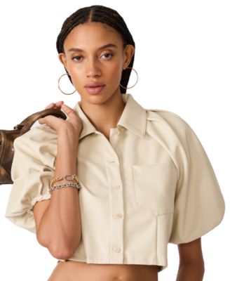 Women's Reece Collared Short-Sleeve Crop Top