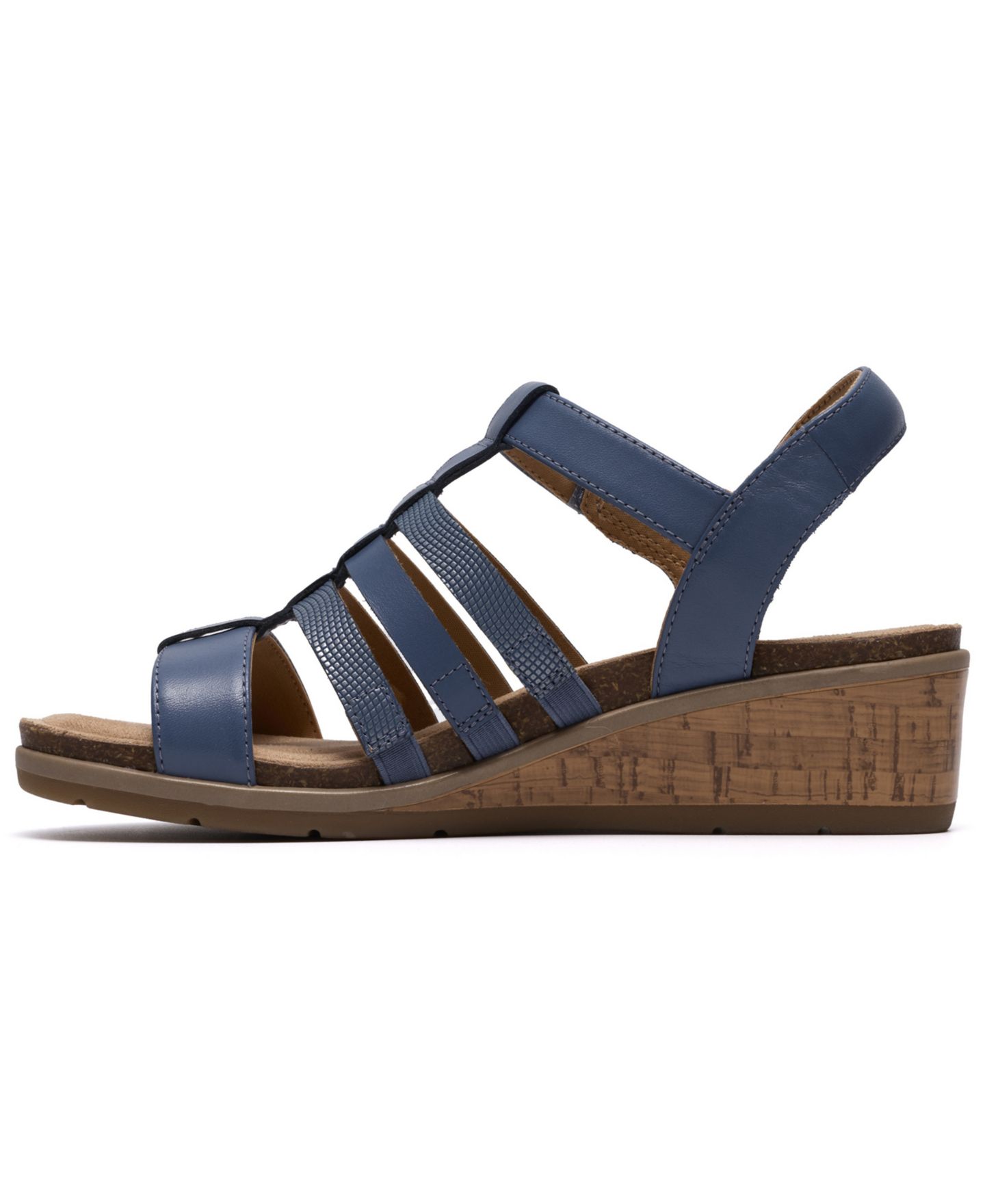 Женские сандалии Clarks Kacha Step Wedge, цвет: Джинсовый синий кожаный — фото 6