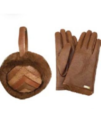 Women's Patchwork Earmuffs & Gloves, 2-Piece Set